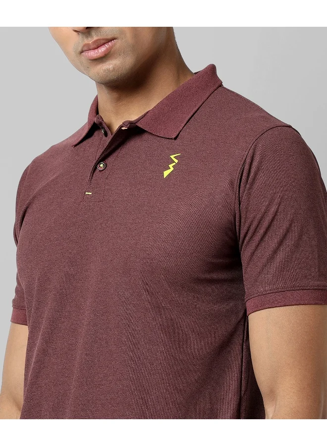 Campus Sutra Men's Solid Maroon Regular Fit Activewear T-Shirt