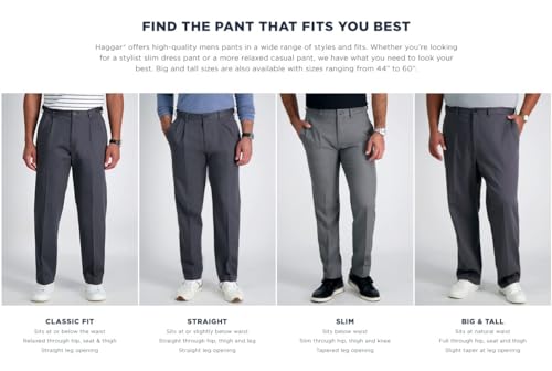 Haggar mens Eclo Stria Expandable-waist Pleat-front dress pants, Navy, 32W x 32L US - Image 4