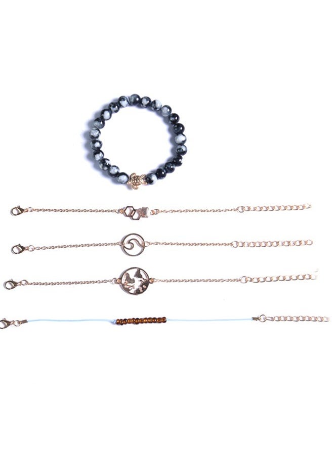 yongsheng Stylish Bracelet And Bangles Set，Beads Bracelet Natutal Stone Elastic Stretch Bracelet for Women Men  - Image 1