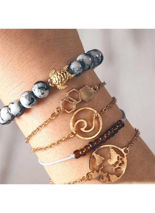 yongsheng Stylish Bracelet And Bangles Set，Beads Bracelet Natutal Stone Elastic Stretch Bracelet for Women Men  - Image 3