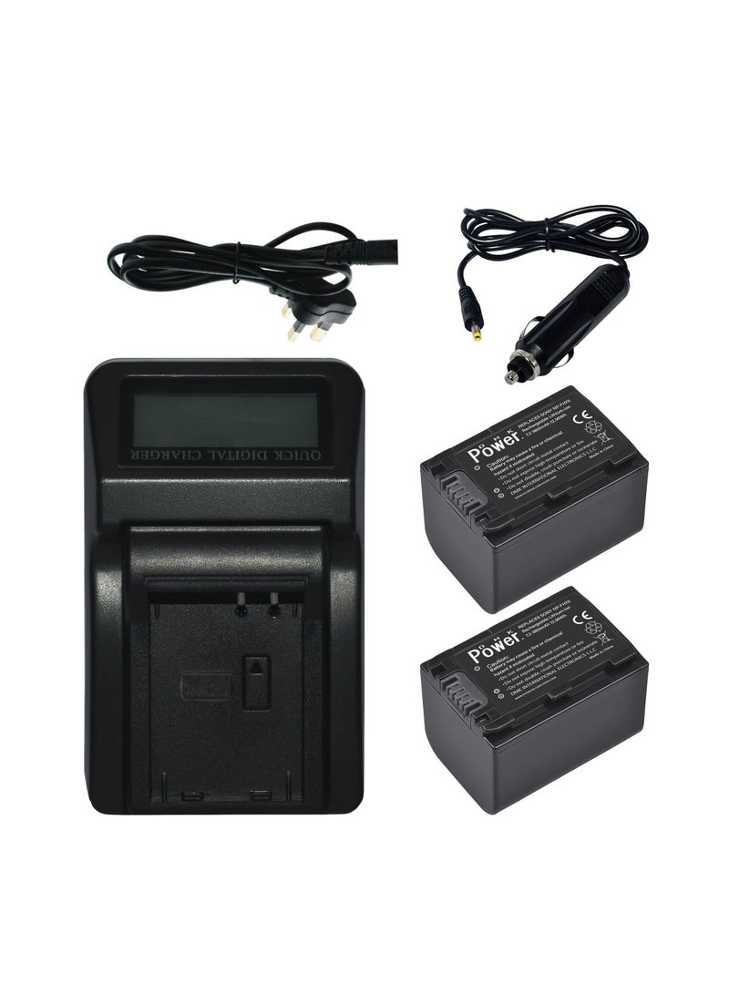 DMK Power بطارية بديلة قابلة للشحن DMK Power 2x NP-FH70 7.2V / 1800mAh وشاحن بطارية سريع LCD 1x متوافق مع كاميرات سوني - Image 1