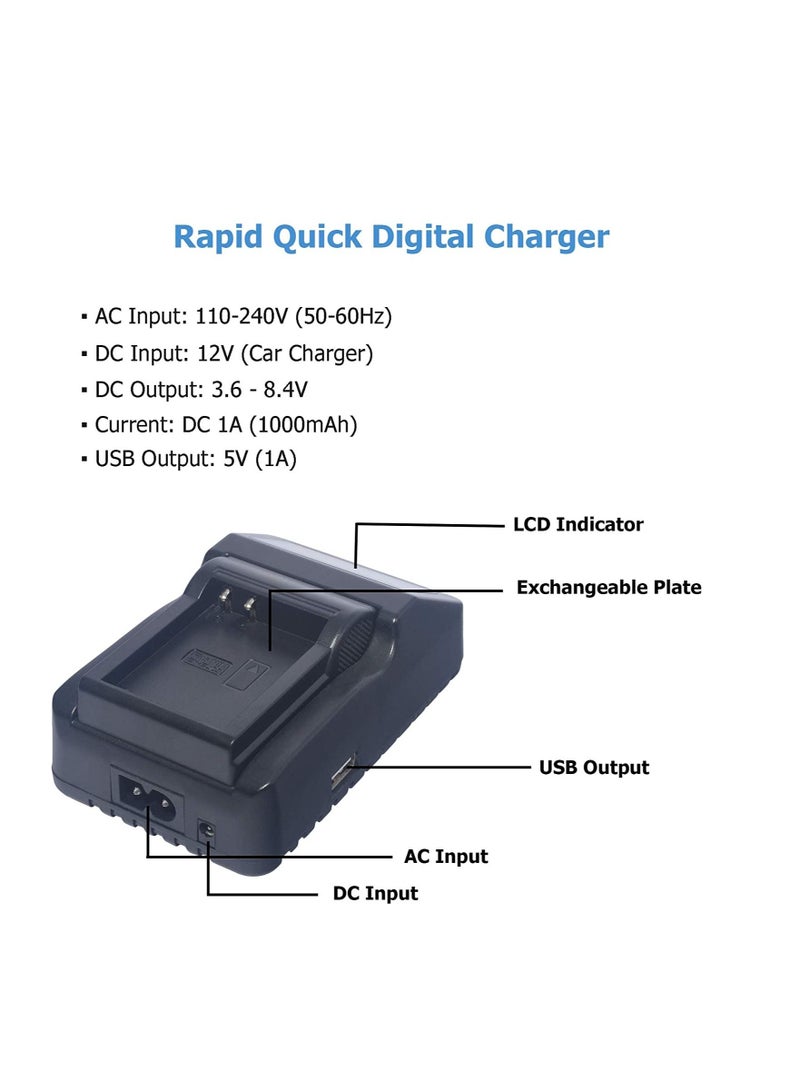 DMK Power بطارية بديلة قابلة للشحن DMK Power 2x NP-FH70 7.2V / 1800mAh وشاحن بطارية سريع LCD 1x متوافق مع كاميرات سوني - Image 4