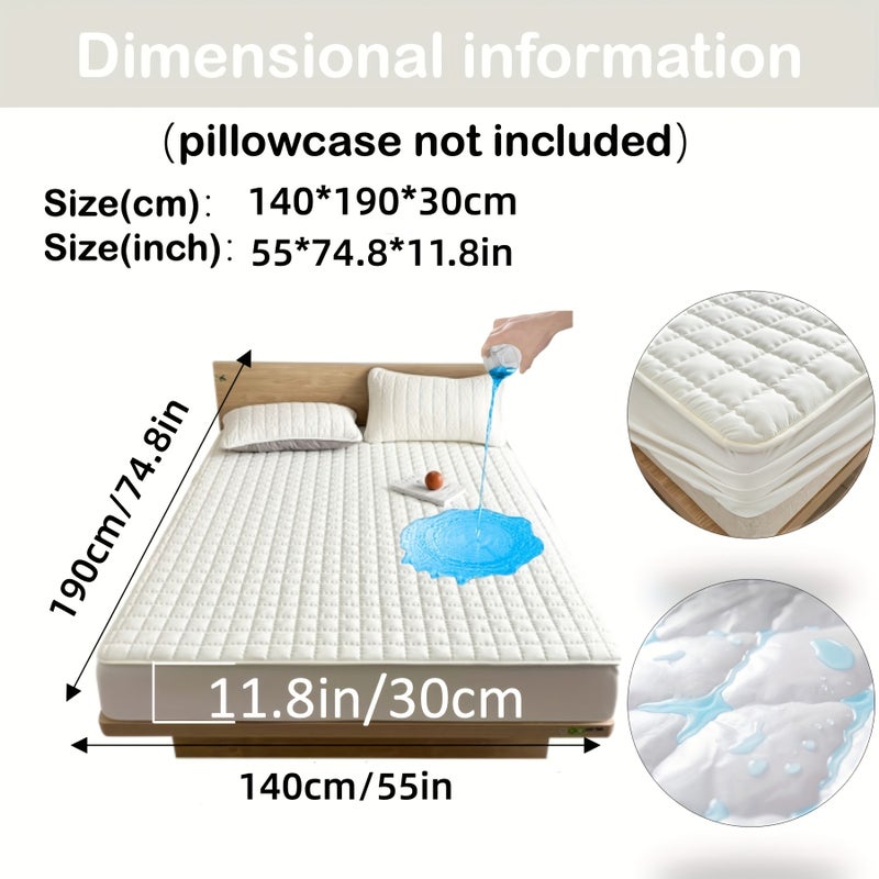 1pc Quilted Mattress Protector (Without Pillow And Core), Soft Comfortable Solid Color Bedding Mattress Cover, Fitted Sheet Mattress Protector for Bedroom, Guest Room, with Deep Pocket, Fitted Sheet 90*200cm 160 * 200cm, And Other Multiple Sizes - Image 1