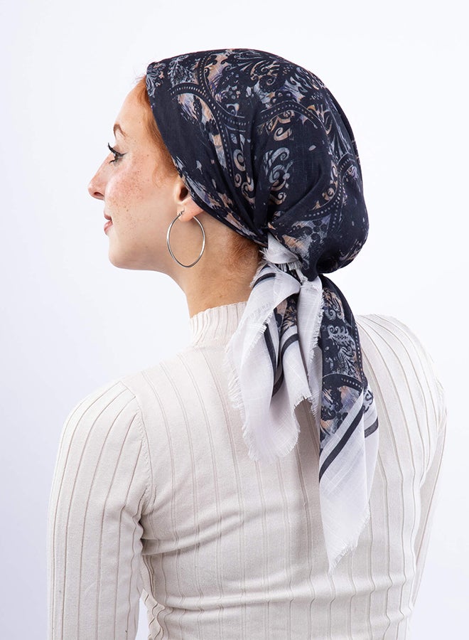 Tie Shop Royal Square Linen Scarf Dark Blue For Women