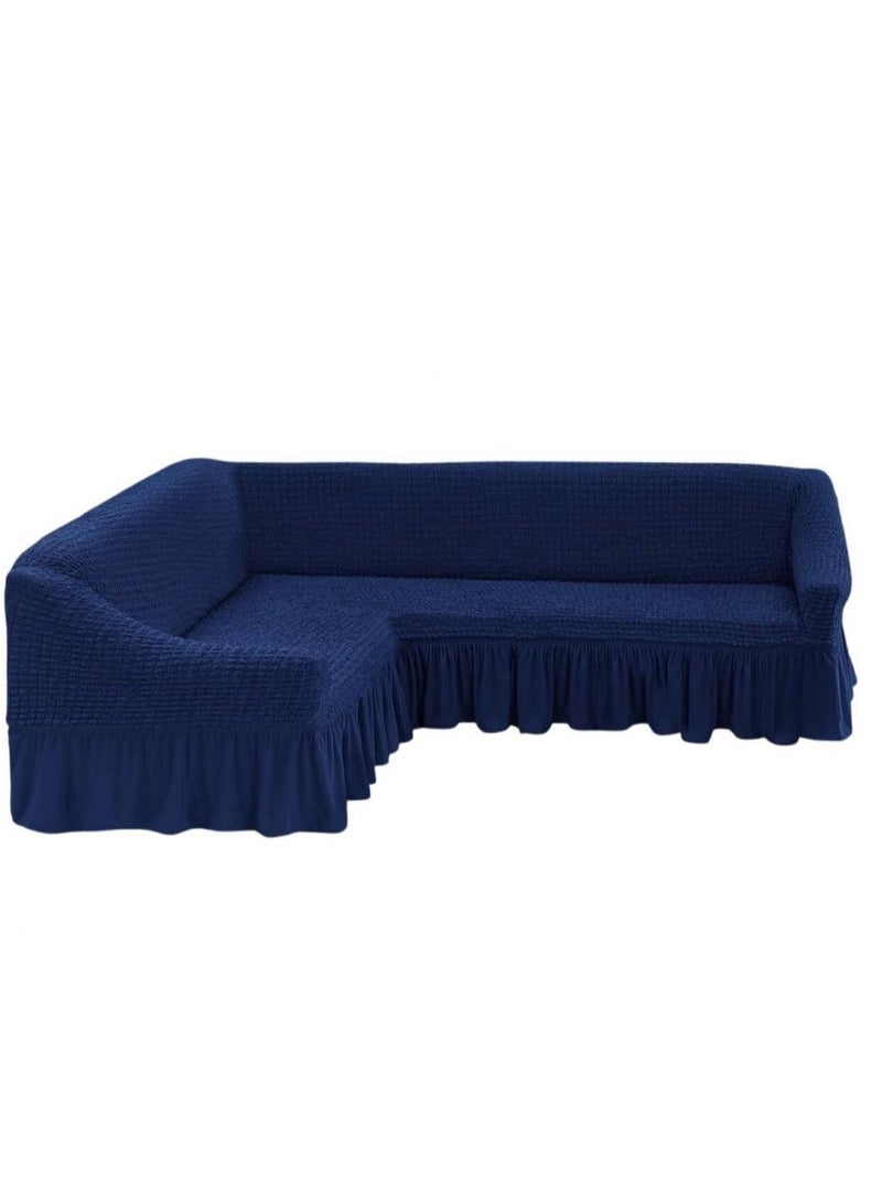PixelsFurniture Cover Sofa From Pixels Furniture L 5.8M Super Stretchable Anti-Wrinkle Slip Resistant Sofa Cover, Dark Blue - Image 1