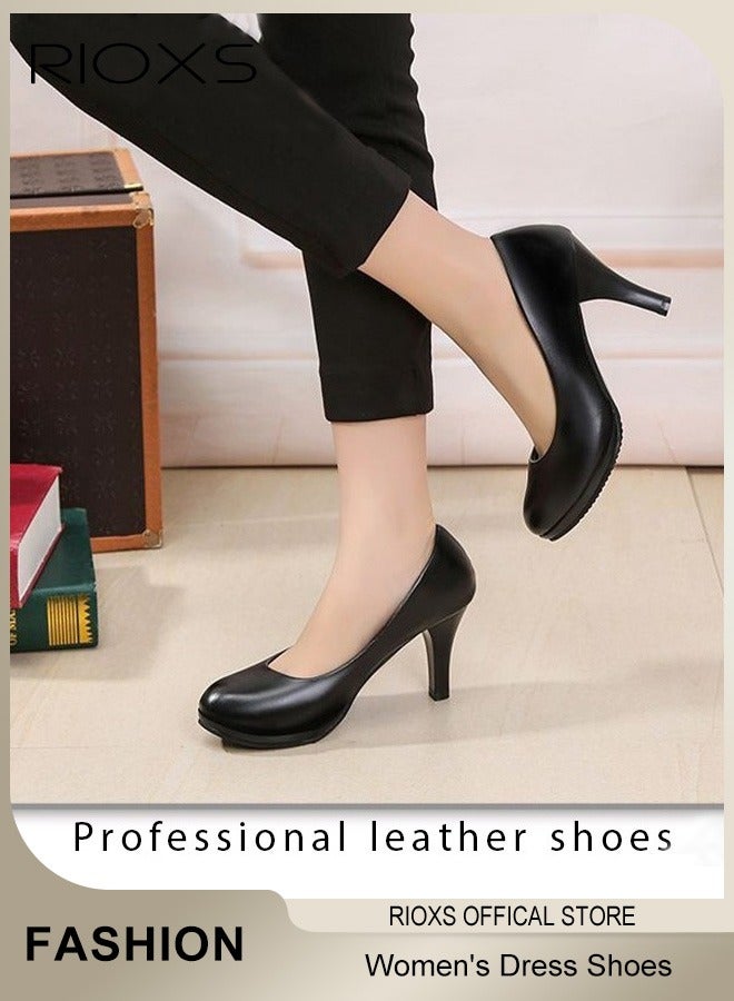 أحذية الكعب النسائية, أحذية الكعب المستديرة للنساء, أحذية الكعب المرحة ذات الكعب العالي 6 سم, أحذية الكعب العالي للسيدات مضخمات الأحذية, أحذية الكعب الكلاسيكية لحفلة الزفاف حفلة الرقص أو مكتب العمل الأعمال الرسمية في بعض الأحيان