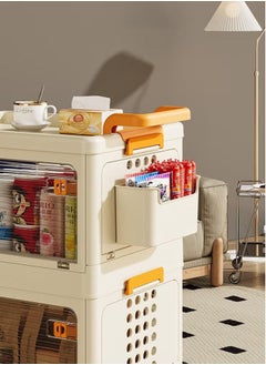 XiuWoo Multilayer Folding Transparent Plastic Storage Cabinet With Wheels, Suitable For Kitchen, Bathroom, Bedroom, Study And Other Scenes, 31.5x52x85cm, 3 Layers  - Image 4