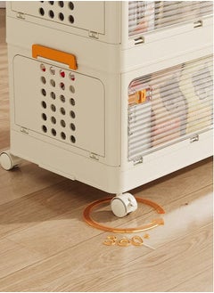 XiuWoo Multilayer Folding Transparent Plastic Storage Cabinet With Wheels, Suitable For Kitchen, Bathroom, Bedroom, Study And Other Scenes, 31.5x52x85cm, 3 Layers  - Image 5