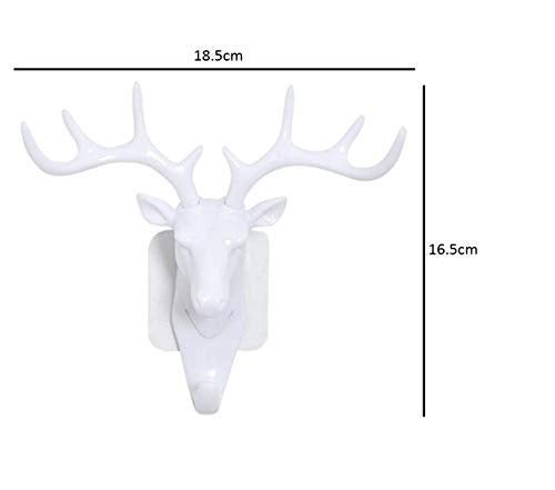 SYGA Deer Head Hanging Hook Self Adhesive Wall Door Hook Hanger Bag Keys Sticky Holder White - Image 2