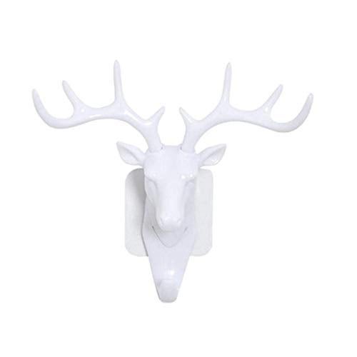 SYGA Deer Head Hanging Hook Self Adhesive Wall Door Hook Hanger Bag Keys Sticky Holder White - Image 1