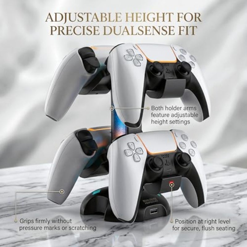 Dual Charging Stand for PlayStation 5 DualSense Controllers with RGB Light Strip Charges 2 PS5 Controllers Compatible with PS5 Pro, PS5 Slim Disc Digital Editions Black - Image 4