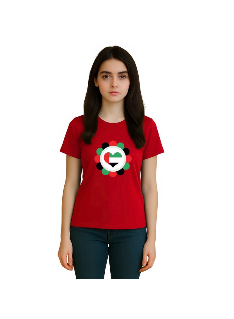 UAE Celebrating National Day Printed Adult Round Neck T-Shirt for Women - Image 1