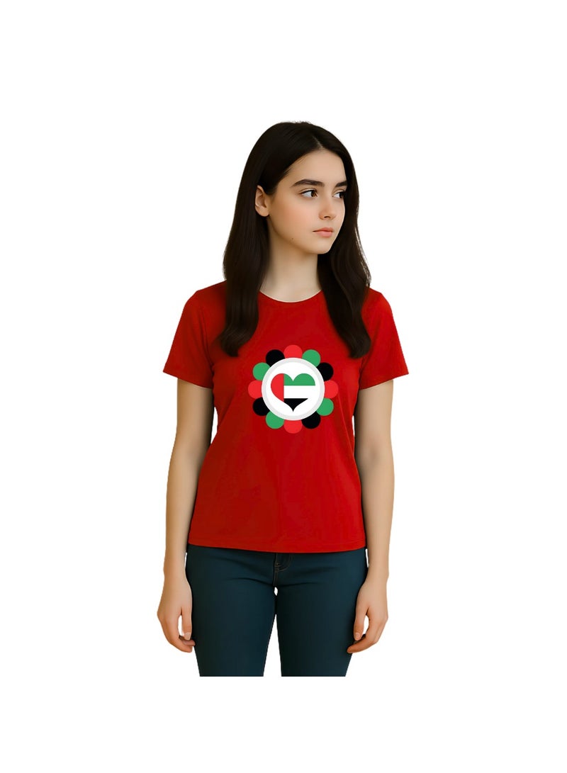 UAE Celebrating National Day Printed Adult Round Neck T-Shirt for Women - Image 3