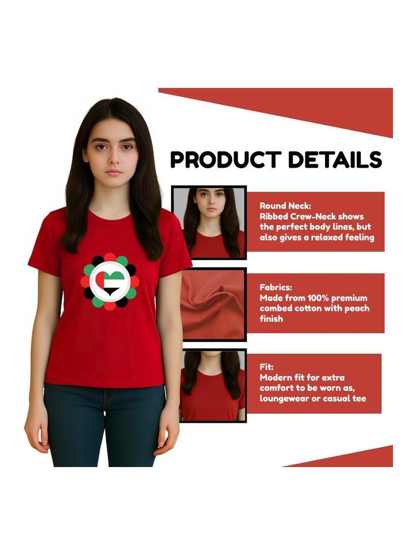 UAE Celebrating National Day Printed Adult Round Neck T-Shirt for Women - Image 4
