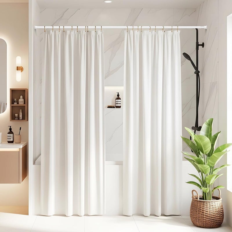 AIZESI 1PCS Spring Tension Curtain Rods 32 to 72 Inch White Tension Rod Spring Tension Rod long Curtain Rod Tension Adjustable Curtain Rods for Kitchen - Image 4