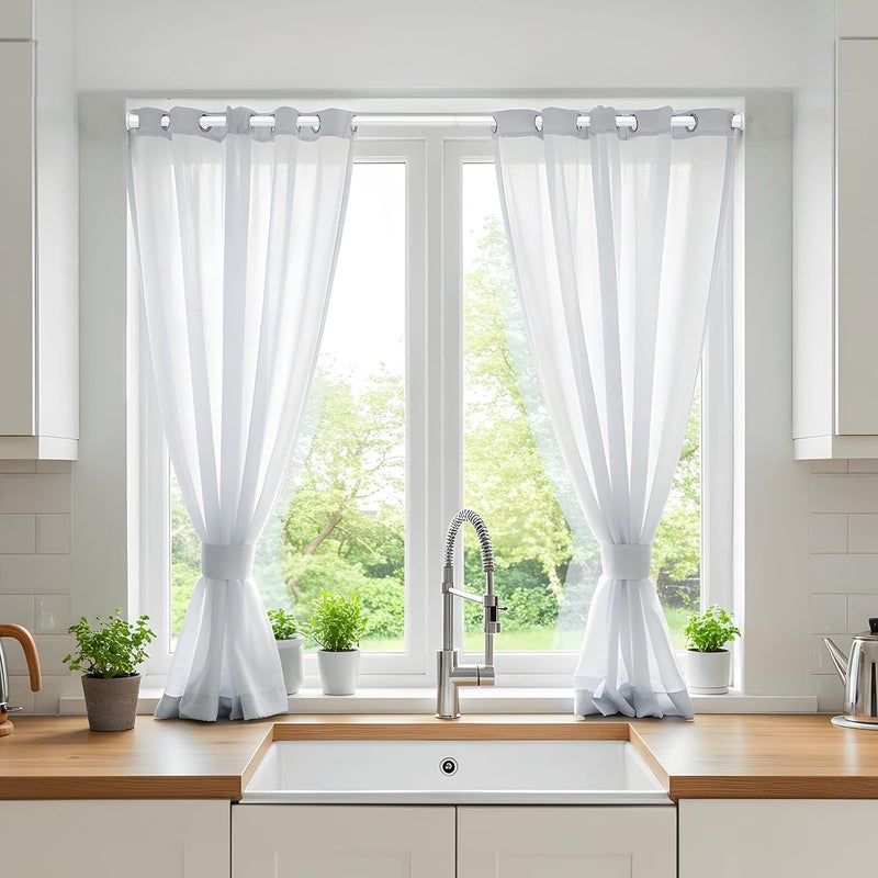 AIZESI 1PCS Spring Tension Curtain Rods 32 to 72 Inch White Tension Rod Spring Tension Rod long Curtain Rod Tension Adjustable Curtain Rods for Kitchen - Image 5