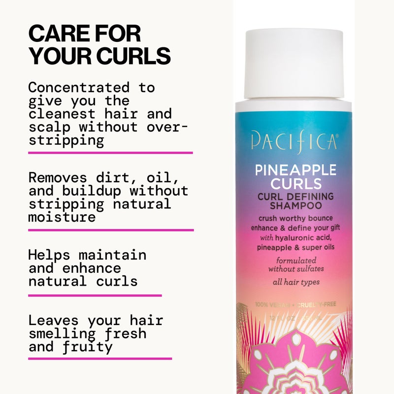 Pacifica Beauty 12.0 Fl Oz Pineapple Curls Curl Enhancing Shampoo - Hydrating & Frizz Control with Argan Oil & Hyaluronic Acid, Vegan + Cruelty Free - Image 3