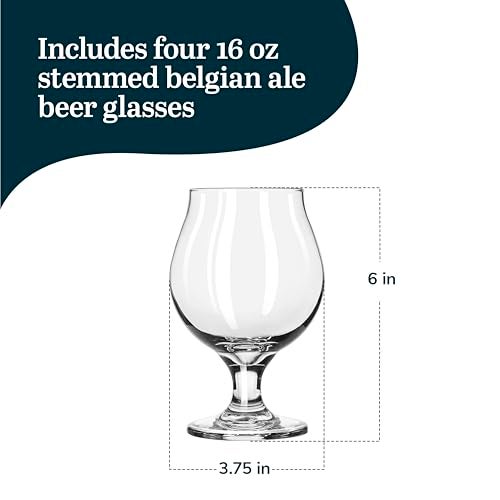 Libbey Craft Brews Classic Belgian Beer Glasses, Dishwasher Safe Beer Glasses Set of 4 for Belgian Ale, Tulip Beer Glasses - Image 3