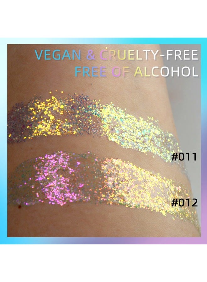 DAGEDA Body Glitter Gel, Holographic Face Glitters Body Gel Shimmer Liquid Eyeshadow, Color Changing Glitter for Face Hair Nails, Glitter Under Light Festival Glitter Makeup 1.7oz (Sparkling Pink) - Image 4