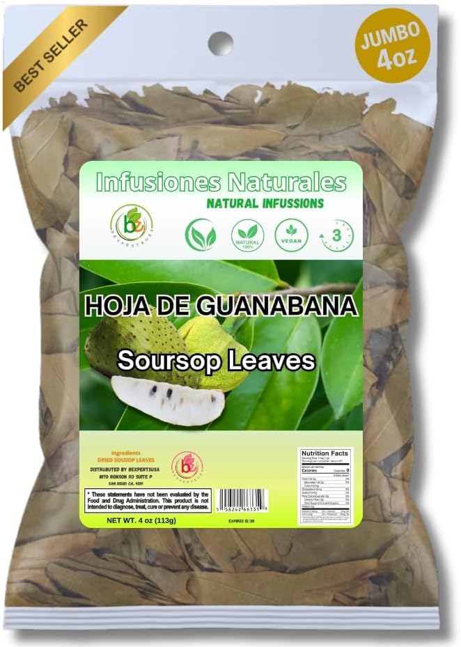B-Experts Guanábana Hojas (Soursop Leaves Tea) – Jumbo 4 oz – 100% Natural, Vegan, Non-GMO, Wildcrafted Herbal Tea - Image 4