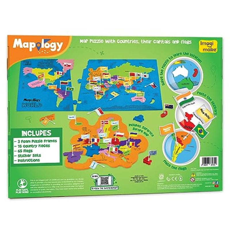 Imagimake Mapology لغز خريطة العالم مع أعلام الدولة وعواصمها لمدة 5+ سنوات على شكل بلد بانوراما الألغاز الجغرافيا التعلم والألعاب التعليمية للبنين والبنات هدية رمضان لمدة 5-12 - Image 4