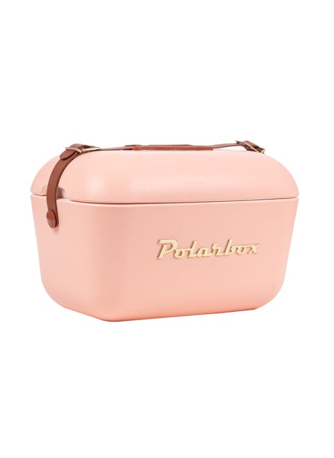 Polarbox® 20L Ice Box - Portable - Rigid Thermal Insulated Cooler Box - For Outdoor Beach Picnic, Party Drinks & Food Use - Storage Box - Gold Edition - Coral Cooler with Brown Leather Strap