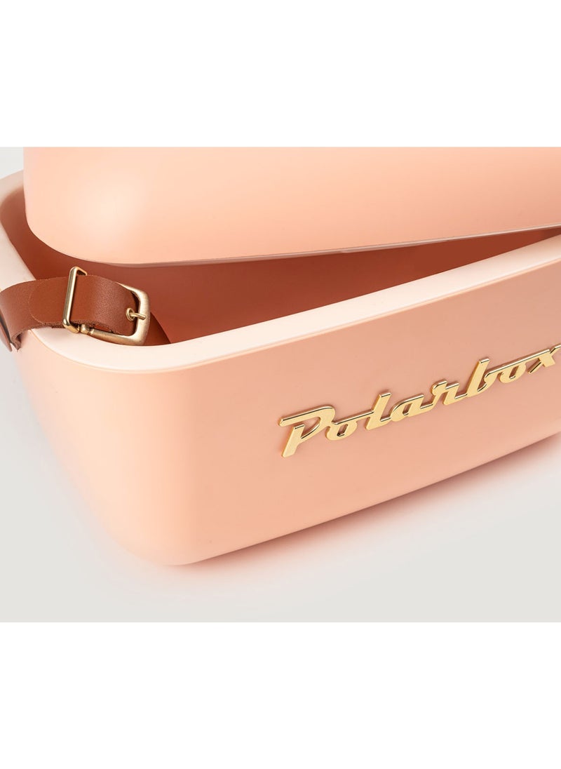 Polarbox® 20L Ice Box - Portable - Rigid Thermal Insulated Cooler Box - For Outdoor Beach Picnic, Party Drinks & Food Use - Storage Box - Gold Edition - Coral Cooler with Brown Leather Strap