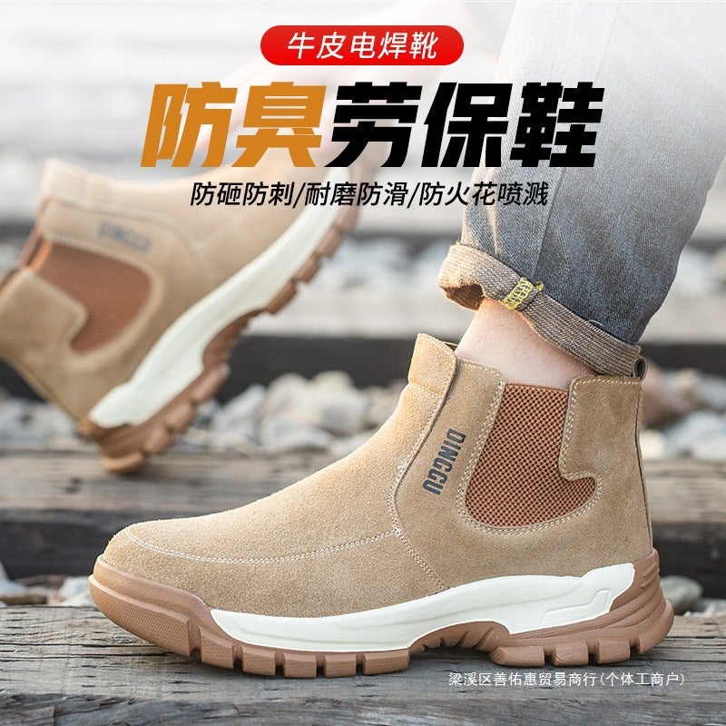 Labor Protection Shoes Men'S Anti-Smashing And Anti-Piercing Steel Headband Steel Plate High-Top Winter Cotton Shoes Wear-Resistant Electric Welding Work Site - Image 5