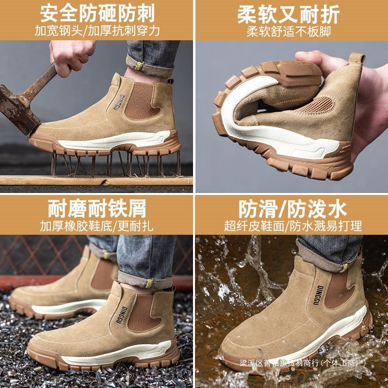 Labor Protection Shoes Men'S Anti-Smashing And Anti-Piercing Steel Headband Steel Plate High-Top Winter Cotton Shoes Wear-Resistant Electric Welding Work Site - Image 4