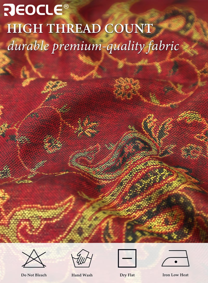 REOCLE Women's Reversible Pashmina Scarf with Double Sided Print and Exotic Design Versatile Shawl with All Season Comfort for Evening Festival Wear - Image 4