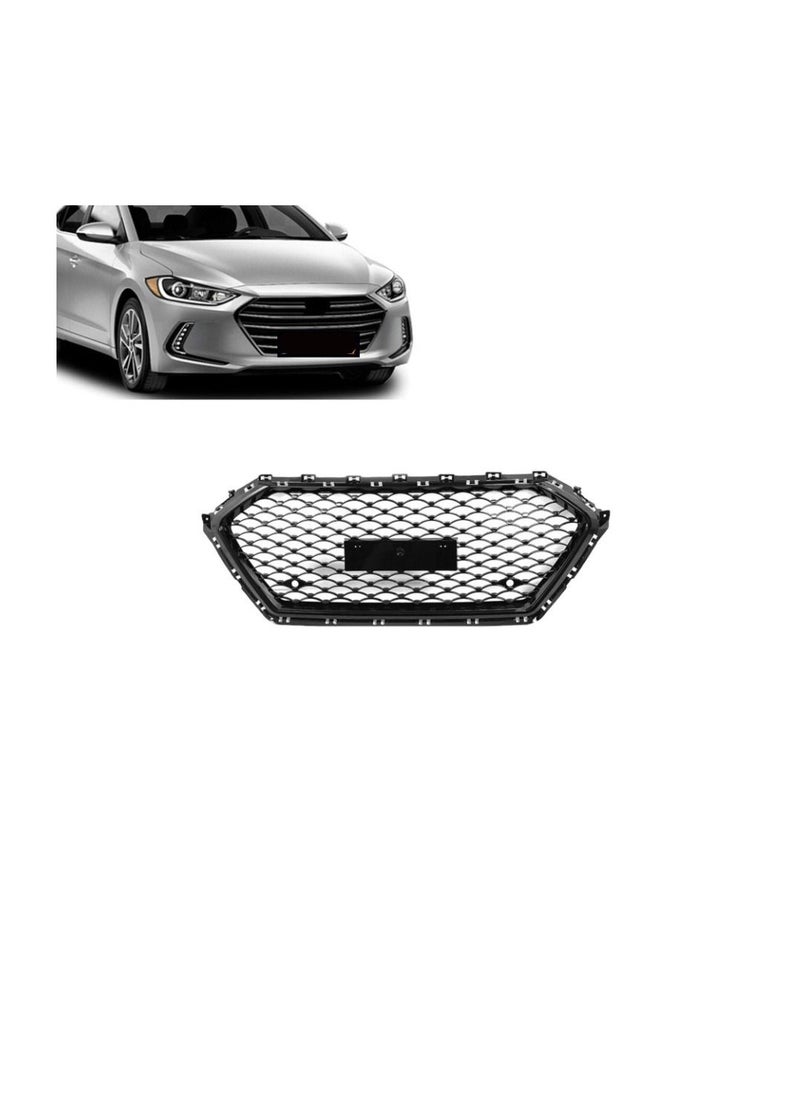 Generic - Front Bumper Grille Gloss Black For Hyundai Elantra 2017 To 2018 - Image 1