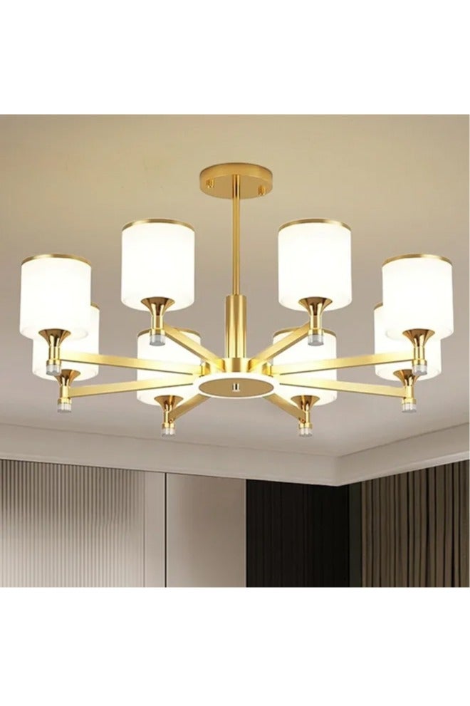 8-Light Gold Pendant Light, Modern Farmhouse Dining Room Light Fixtures Over Table, Industrial Metal Kitchen Chandelier for Entryway Hallway Foyer Bedroom