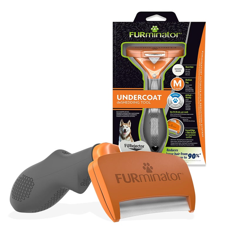 FURminator Undercoat deShedding Tool for Medium Short Hair Dogs 9-23 kg, Orange with grey - Image 1