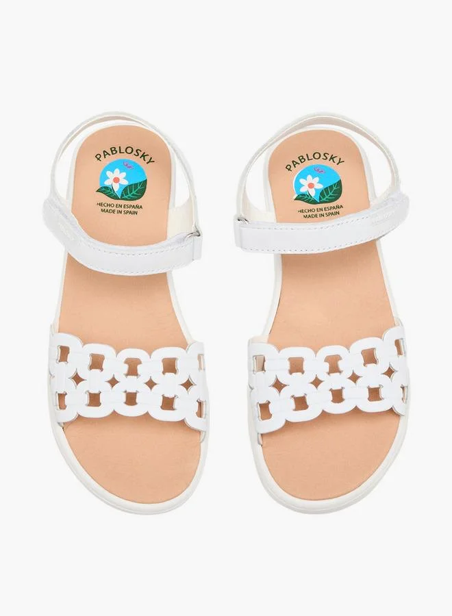 بابلوسكي Girls Textured Hook & Loop Sandals