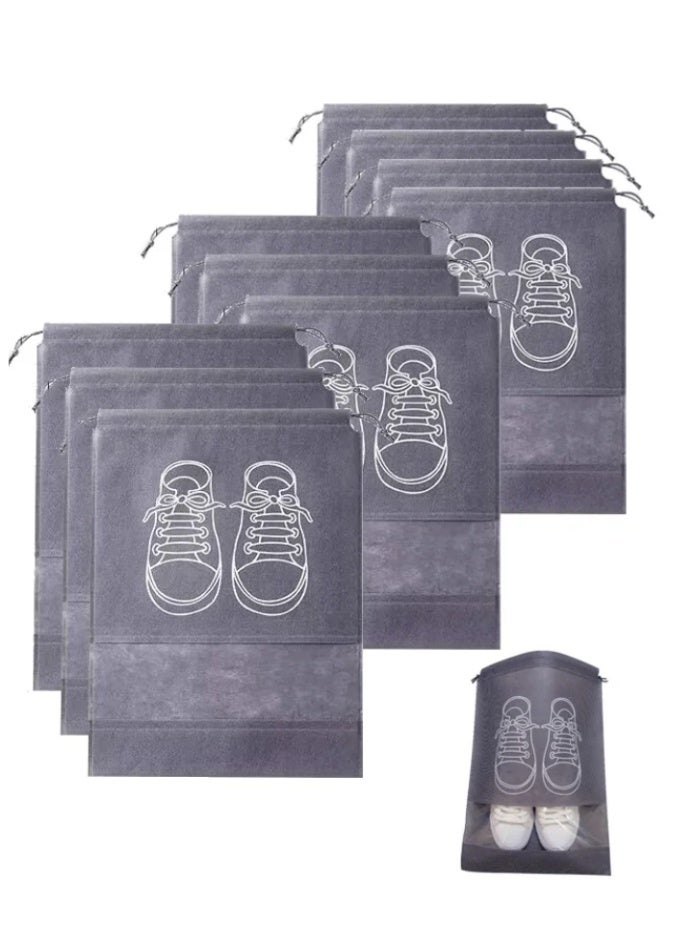 10 أجهزة كمبيوتر شخصية غير منسوجة حقائب تخزين الأحذية مع نافذة PVC - منظم الغبار المقاوم للتنفس للخزانة ، السفر 44x32cm - Image 1