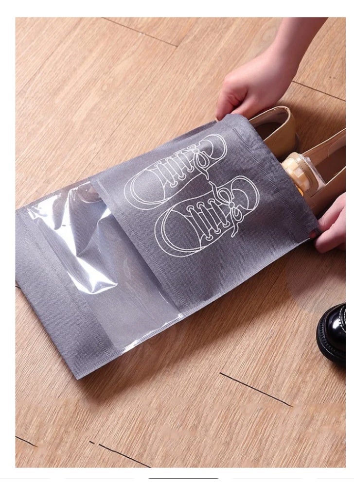 10 أجهزة كمبيوتر شخصية غير منسوجة حقائب تخزين الأحذية مع نافذة PVC - منظم الغبار المقاوم للتنفس للخزانة ، السفر 44x32cm - Image 2