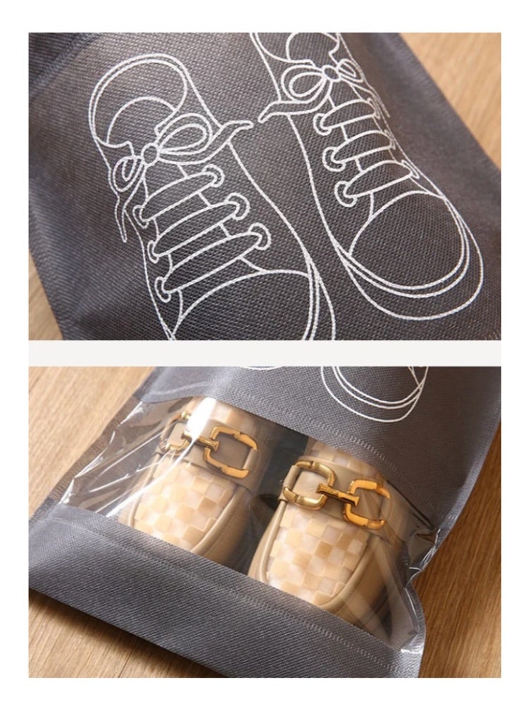 10 أجهزة كمبيوتر شخصية غير منسوجة حقائب تخزين الأحذية مع نافذة PVC - منظم الغبار المقاوم للتنفس للخزانة ، السفر 44x32cm - Image 3