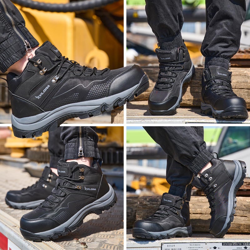 Xyldra Waterproof Steel Toe Boots for Men Wide Width Non Slip Work Boots Lightweight Slip Resistant Safety Shoes Indestructible Construction Composite Toe Sneakersï¼ˆBlack 40ï¼‰ - Image 2
