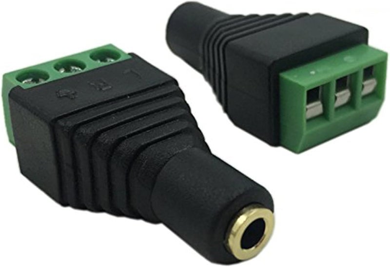 CERRXIAN 35mm Stereo Audio Video Female Jack to 3 Screw Terminal Female Headphone Replacement Solderless Balum Converter Adapter 2Pack - Image 1