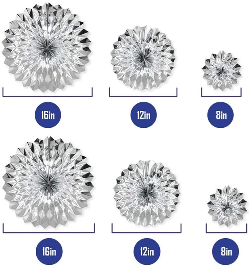 True Decor Party Decorations Set Tissue Fan Paper Pom Pom Parent (Silver) - Image 2