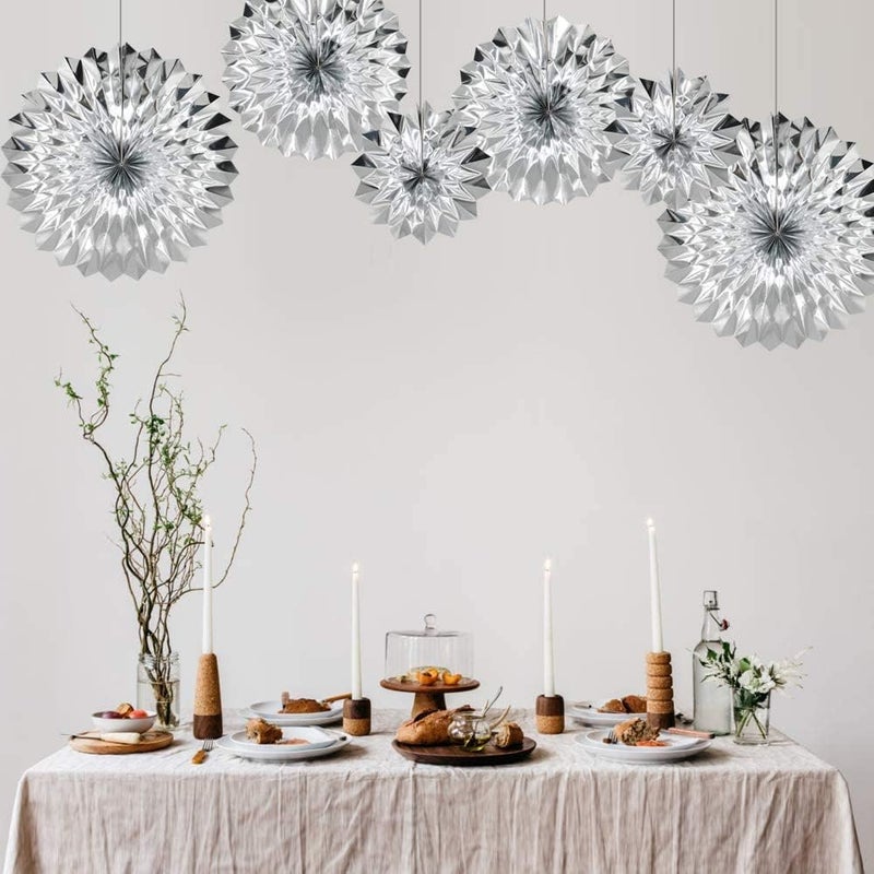 True Decor Party Decorations Set Tissue Fan Paper Pom Pom Parent (Silver) - Image 4