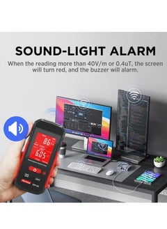 KASTWAVE EMF Meter, Portable Digital Radiation Detector, Handheld EMF Detector for Home/Outdoor, Electric/Magnetic Field/Ghost Detector - LED Light & Sound Alarm Black (1-1999V/m, 0.01-99.99μT)  - Image 2