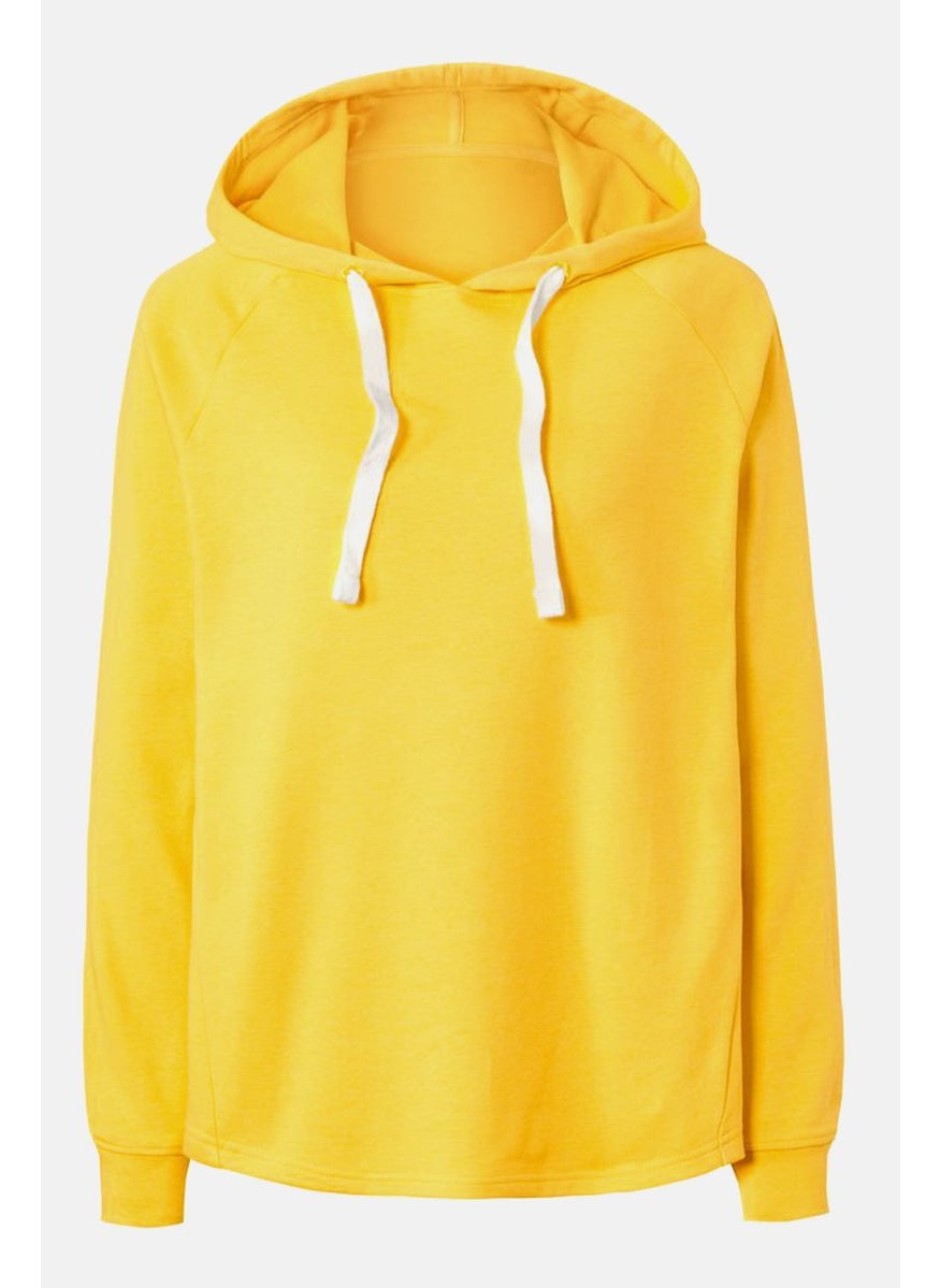 Tchibo Women Hooded Solid Long Sleeve Sweatshirts, Yellow  - Image 3