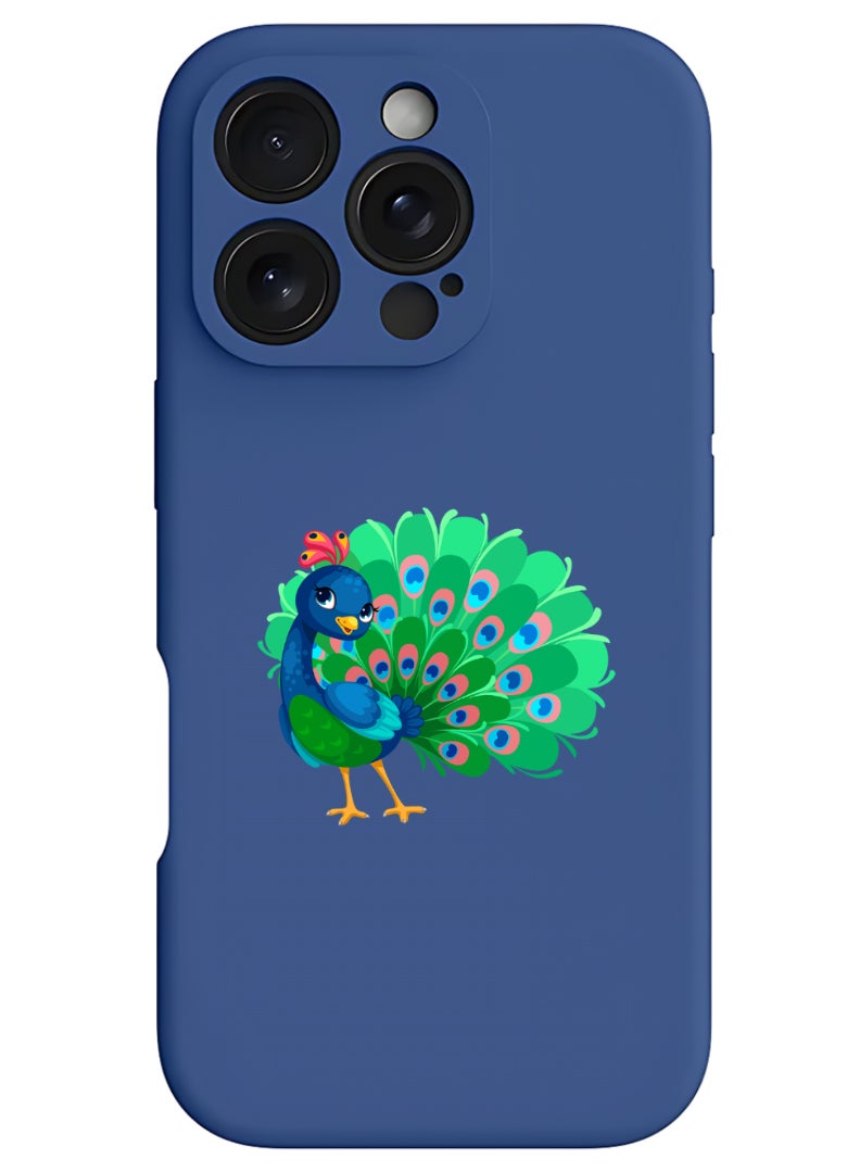 Theodor iPhone 16 Pro Blue Protective Slim Fit Case Liquid Silicone Cover with Full Body Protection Anti-Scratch Shockproof Case For iPhone - peacock - Image 1