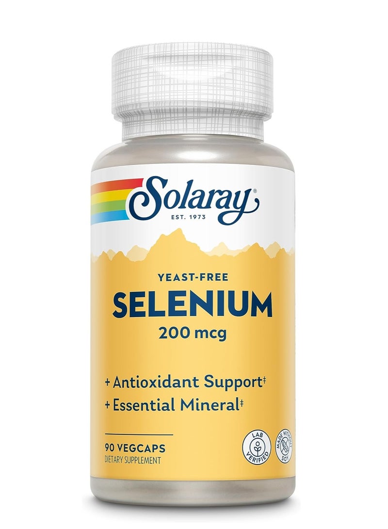 سيلينيوم خالي من الخميرة 200 ميكروغرام، 90 كبسولة نباتية - معدن مضاد للأكسدة من أجل صحة يومية - Image 1