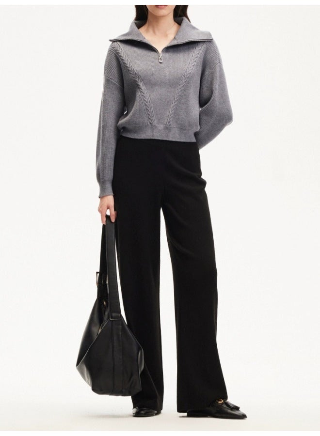 Leyuan Autumn Winter New Style Half-zip Stand Collar Premium Sweater Women's Coat Loose Slimming Knitwear - Image 3