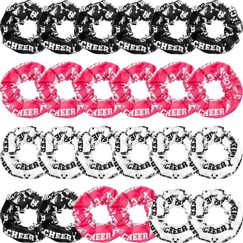 MTLEE 24 Pcs Cheer Scrunchies Bulk Cheer Pack Gifts Hair Accessories Cheerleading Hair Ties Elastics for Women Cheerleading Teams Birthday Party