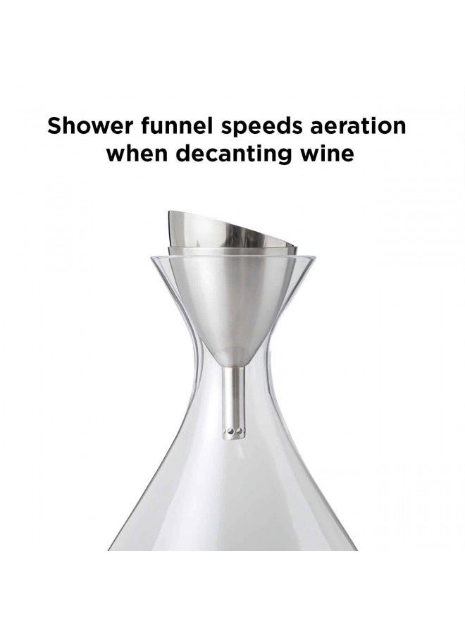 Rabbit Wine Aerator Shower Funnel with Sediment Strainer, Stainless Steel