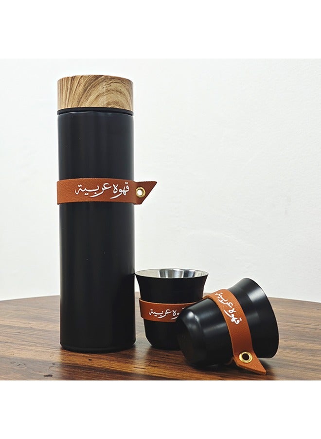 Elegant Coffee Mug Set, Portable Coffee Thermos with 2 Travel-Friendly Coffee Cups, Durable Stainless Steel Material & Easy-to-Clean Design, Perfect for Office, Camping, Travel  - Image 1