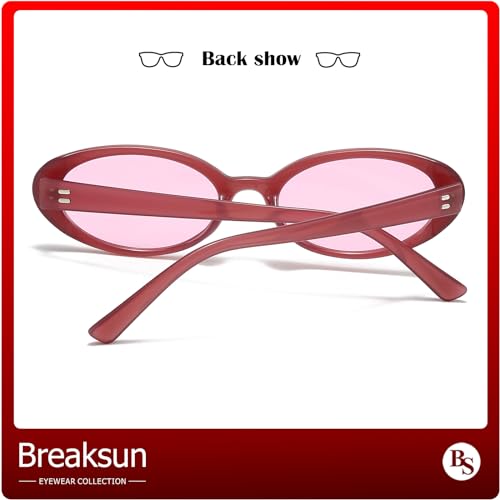 Breaksun Retro Oval Sunglasses for Women Men Fashion Small Oval Sunglasses 90s Vintage Shades (Purple/Purple) - Image 3
